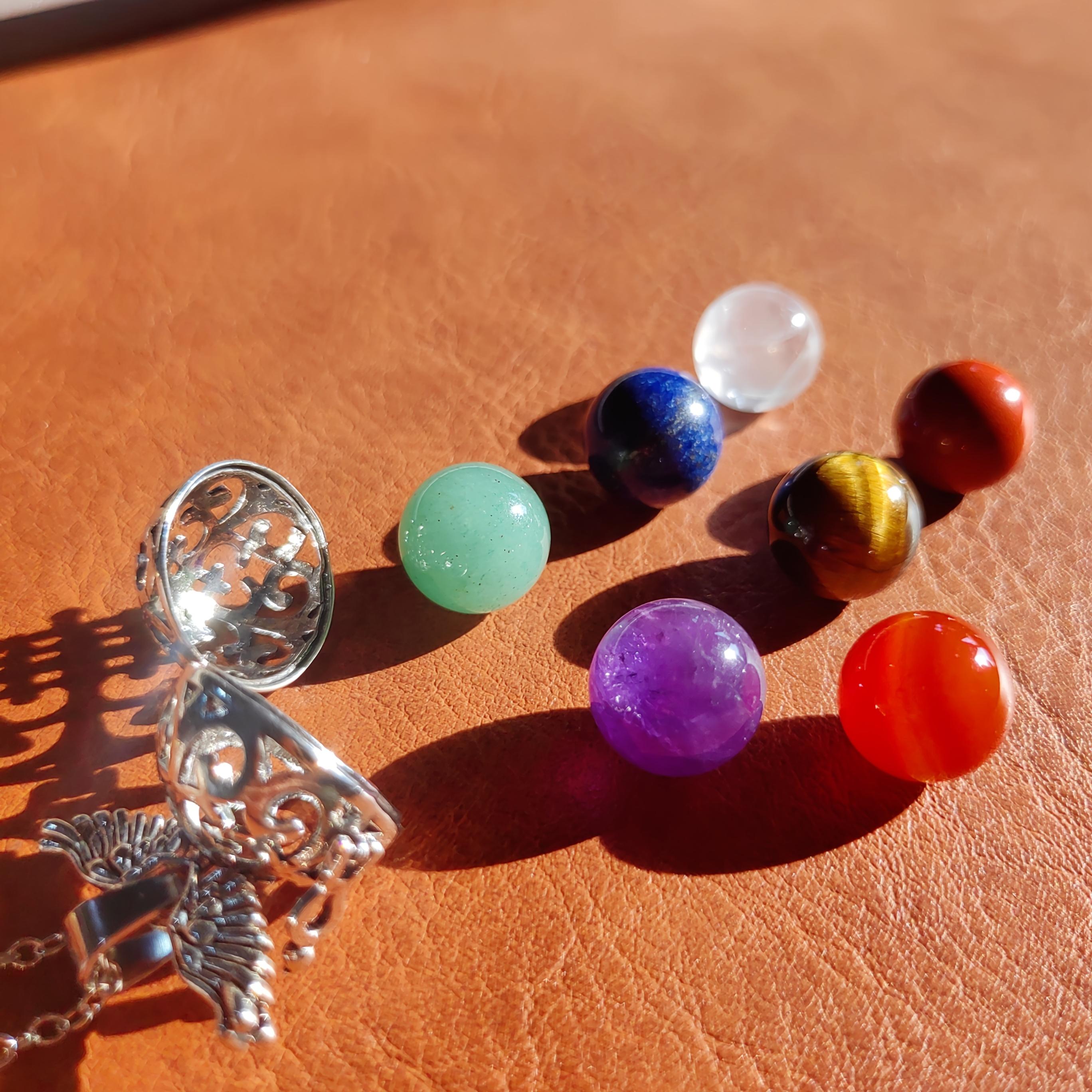 7pcs Crystal Pendant Set Wings Crystal Round Bead Stone Women's Rope Cage and Lock Pendant Crystal Stone Valentine's Day Surprise Gift for Friends decor