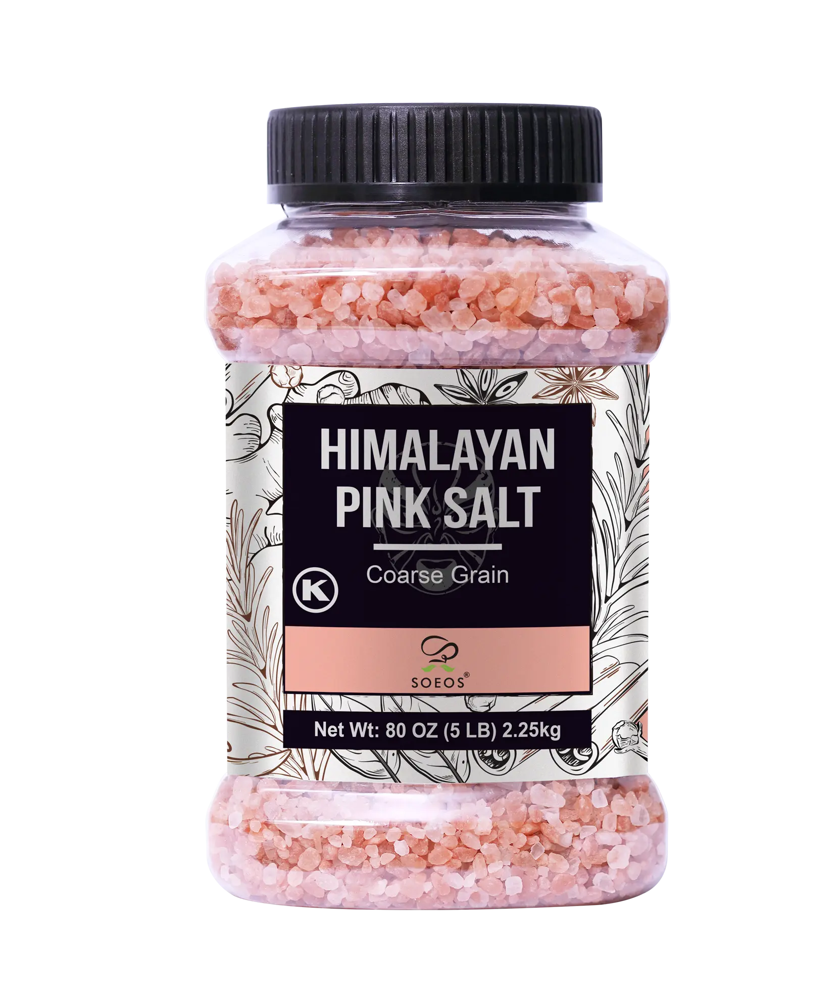Soeos Himalayan Pink Salt, Coarse Grain, 80oz (5 Pound) Flavor Natural