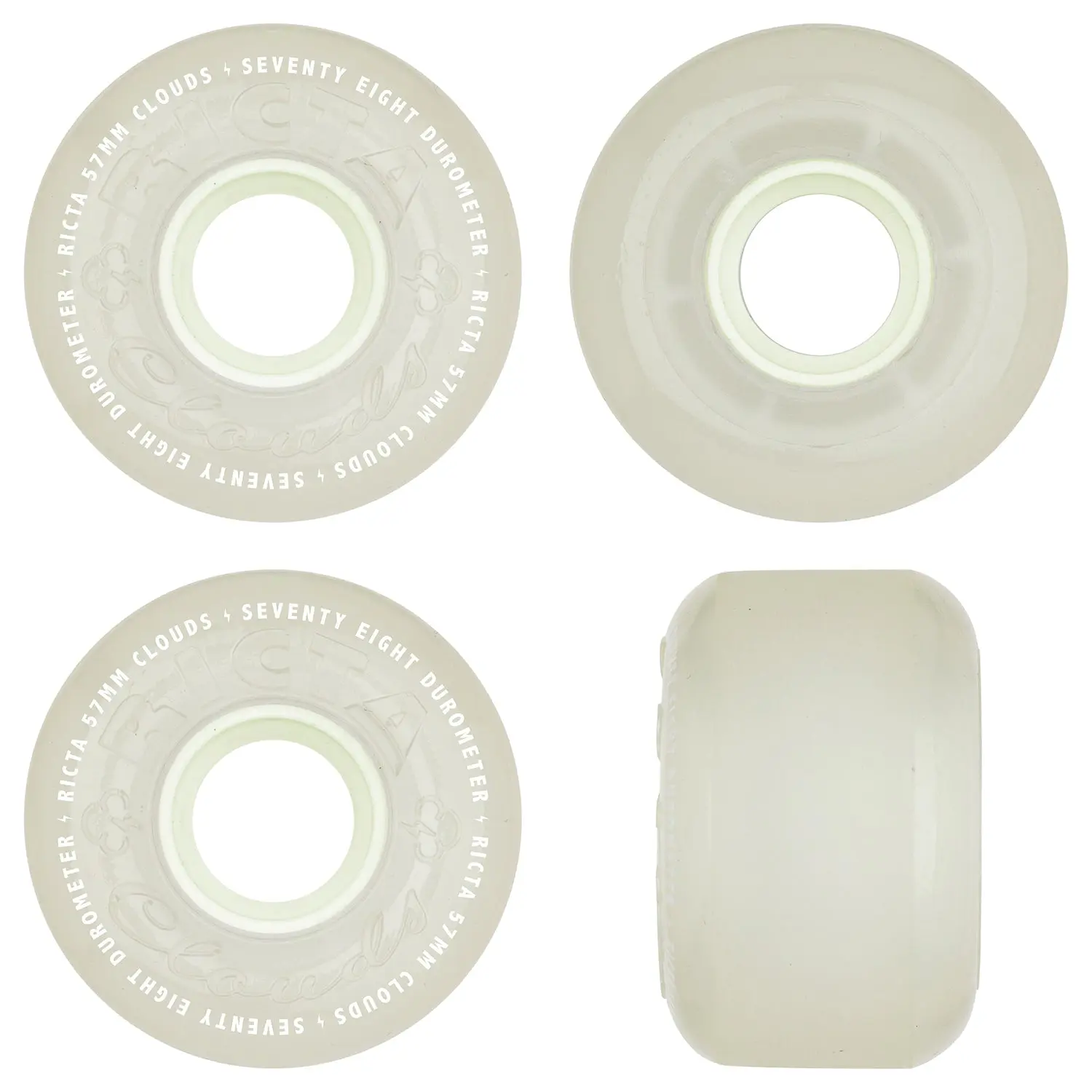 Ricta Skateboard Wheels 57mm Clouds 78A Glow in the Dark Aqua
