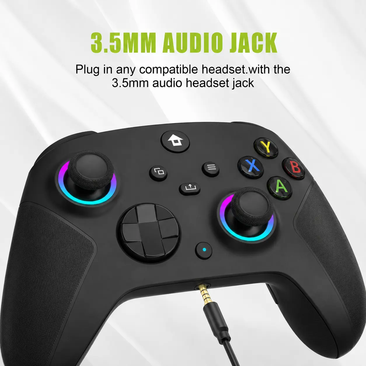 Wireless Hall Effect Joystick Controller for Xbox Series X/S, Xbox 1, PC - Macro Programming, Turbo, Dual Switch Triggers, Dual Vibration, RGB Lighting, 1000mAh Battery, 3.5mm Audio Jack