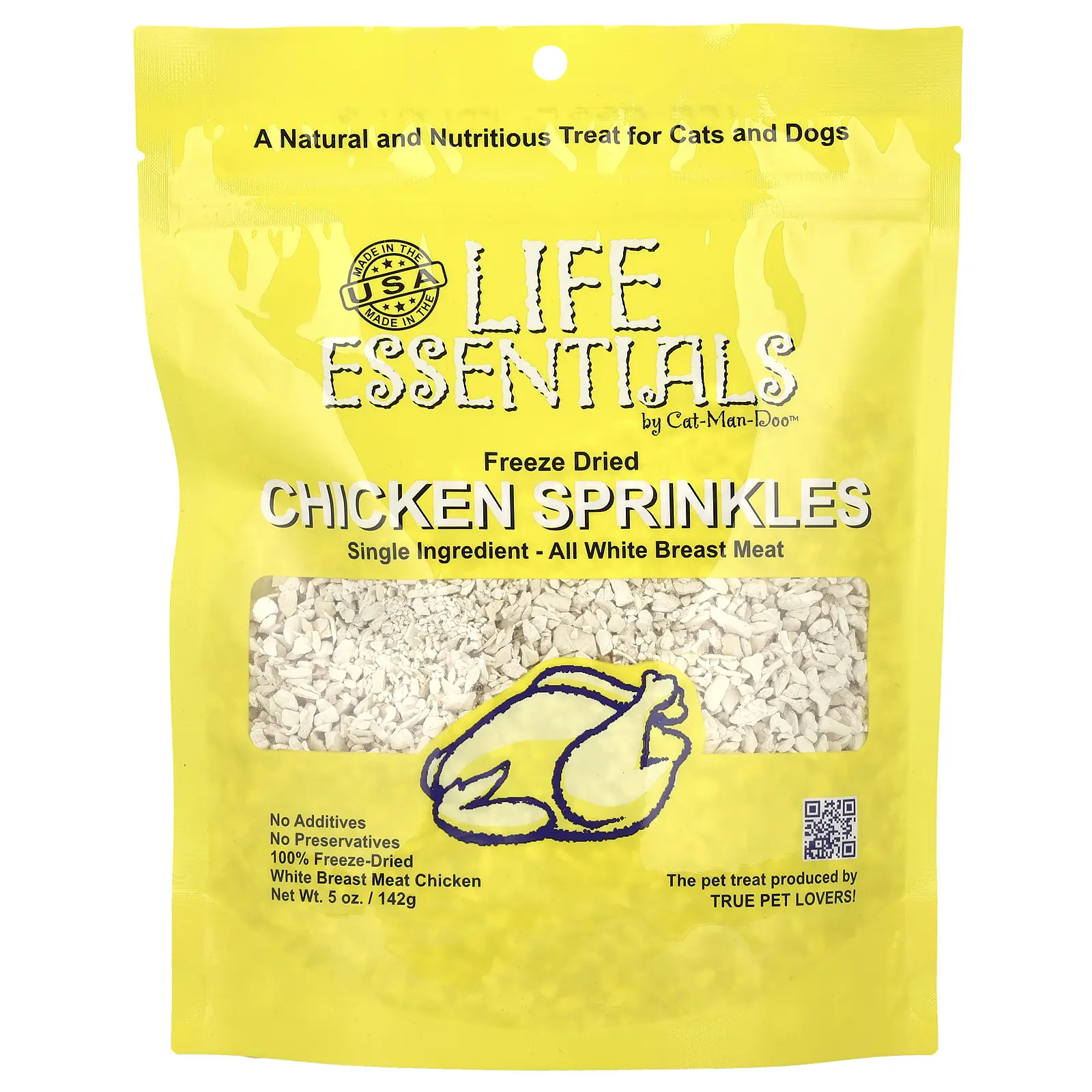 Cat-Man-Doo Life Essentials, Freeze Dried Chicken Sprinkles, For Cats and Dogs, 5 oz (142 g)
