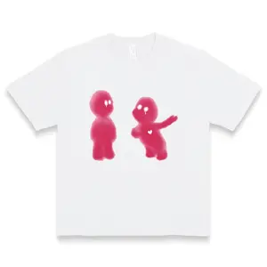Pink Ghost Hug Love Graphic Cotton Tshirt For Women Aesthetic