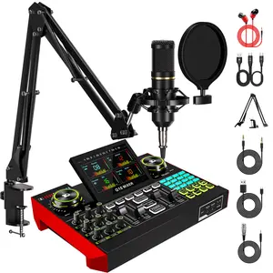 Tenlamp G10-BM800 Sound Card Kit (Cantilever Edition) with Custom Sound Effects and Condenser Microphone for Live Streaming, Gaming, Vocal Podcasting, Two-Stage Noise Reduction, and Computer Audio Mixer