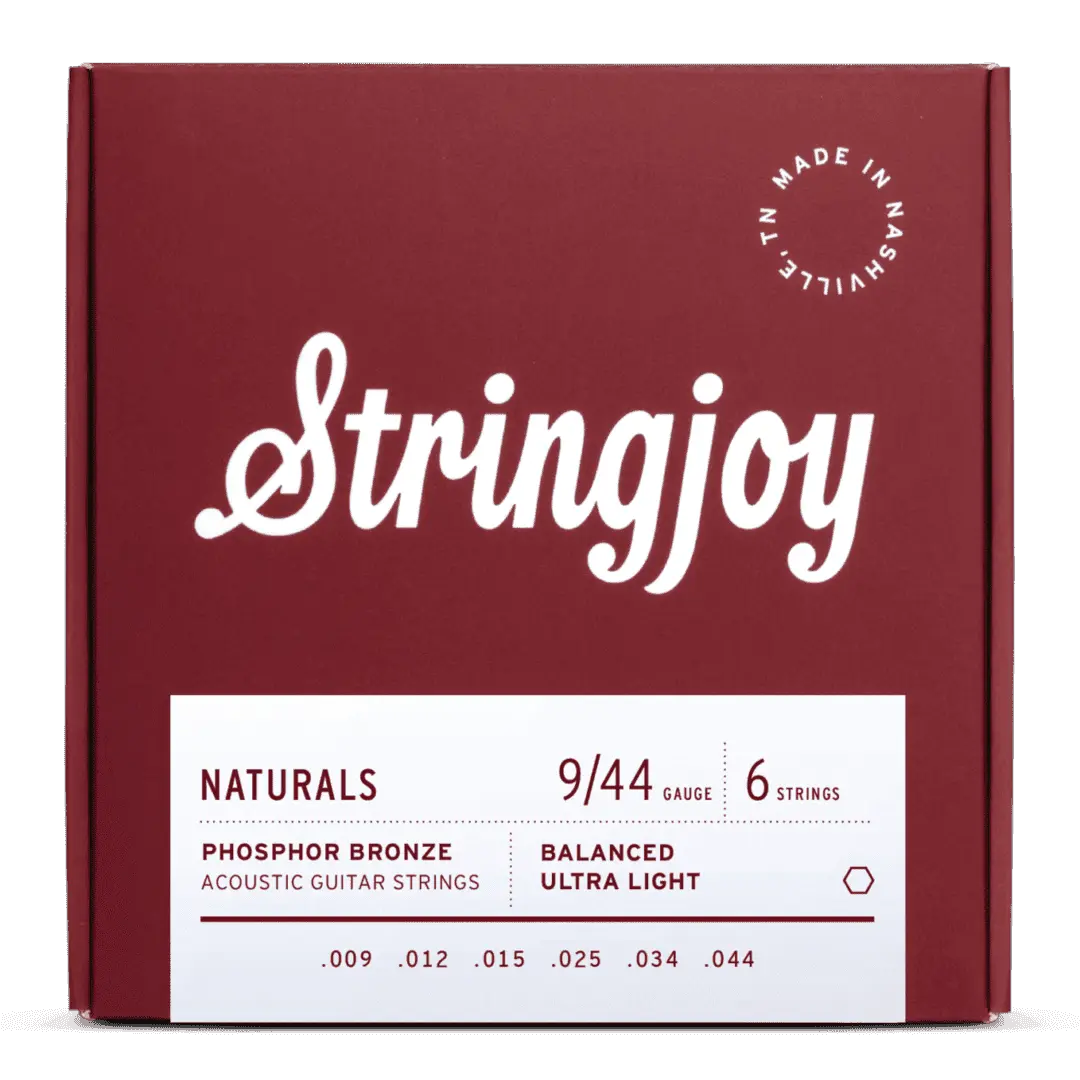 Stringjoy Acoustic Guitar Strings - 9-44 Ultra Light Gauge, Phosphor Bronze Naturals, Acoustic Guitar Accessories