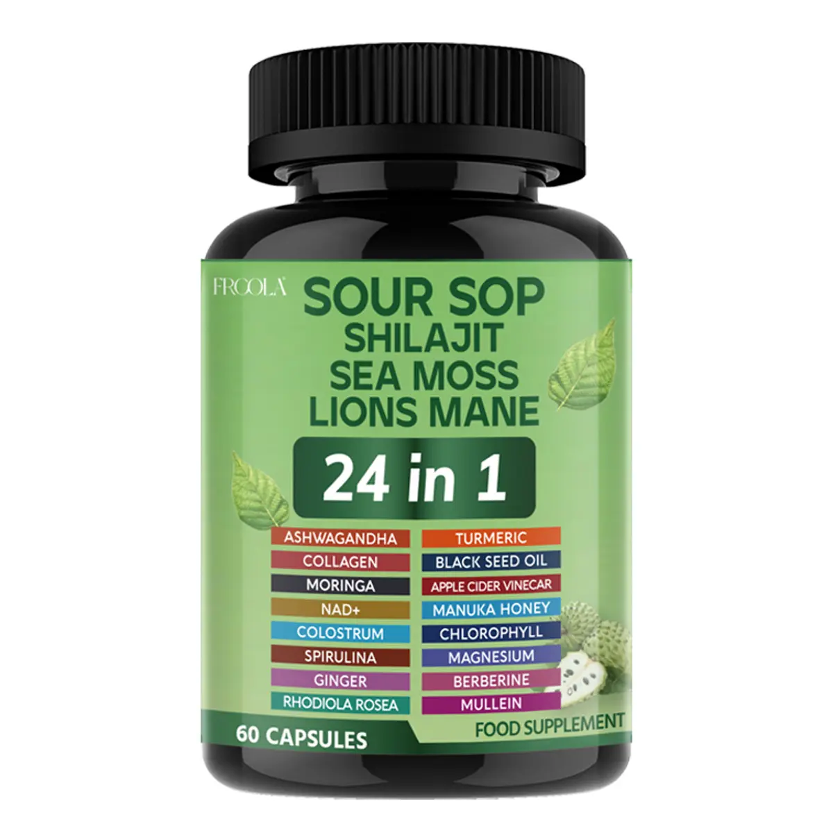 FRCOLA SOURSOP 24 IN 1 Supplements- Soursop, Shilajit, Sea Moss, Lion Mane All in One Diary supplement, Healthcare, Boost Immune, Vitamin