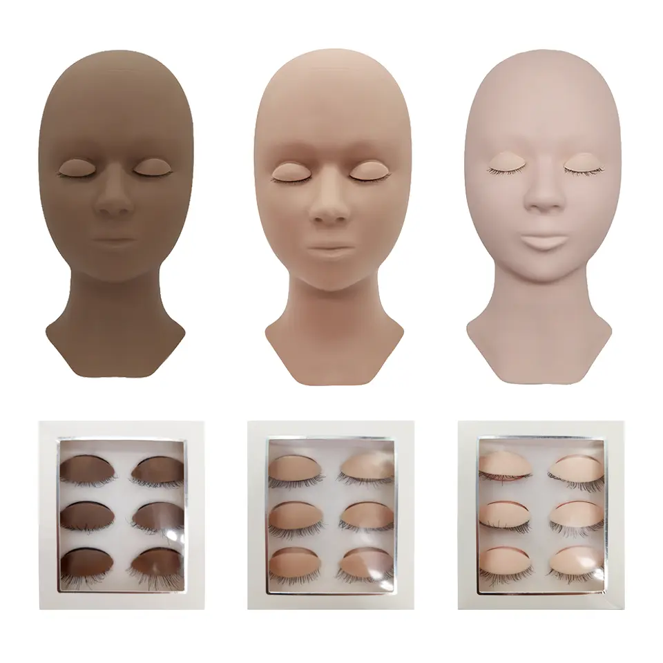 Mannequin Head For Eyelash Extension Training Kit With Removable Eyelids Silicone Cosmetic Model Heads Makeup Tools Gel Material