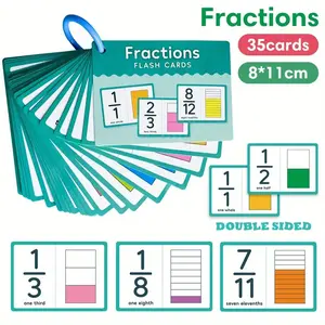 Math Fraction Flash Cards 1-12, Portable Educational Toy for Elementary School Math Learning, Cognitive Development, Visual Learning, Molecular and Denominator
