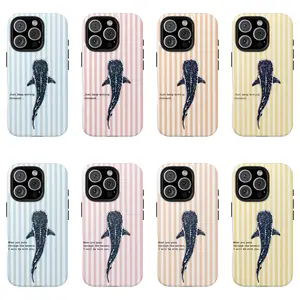 Couple Style Isaiah 43:2 Whale Shark Phone Case For iPhone 17 Promax Pro Air 16 Plus 15 14 13 12 Samsung S26 ULTRA S25 S24 S23 S22 Shockproof Protective Cover Coastal Blue Stripe Ocean Aesthetic Phone Case