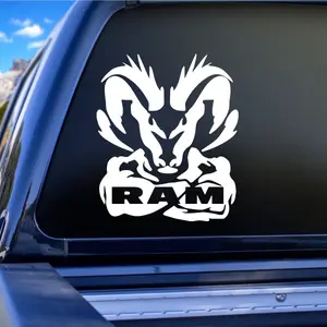 RAM Truck Vinyl Decal, Ram with Crossed Arms and Bold “RAM” Text, Tough Truck Aesthetic Sticker for Dodge Ram Pickup Trucks, Tailgate or Window Decal for Truck Guys, Off-Road & Muscle Truck Fans