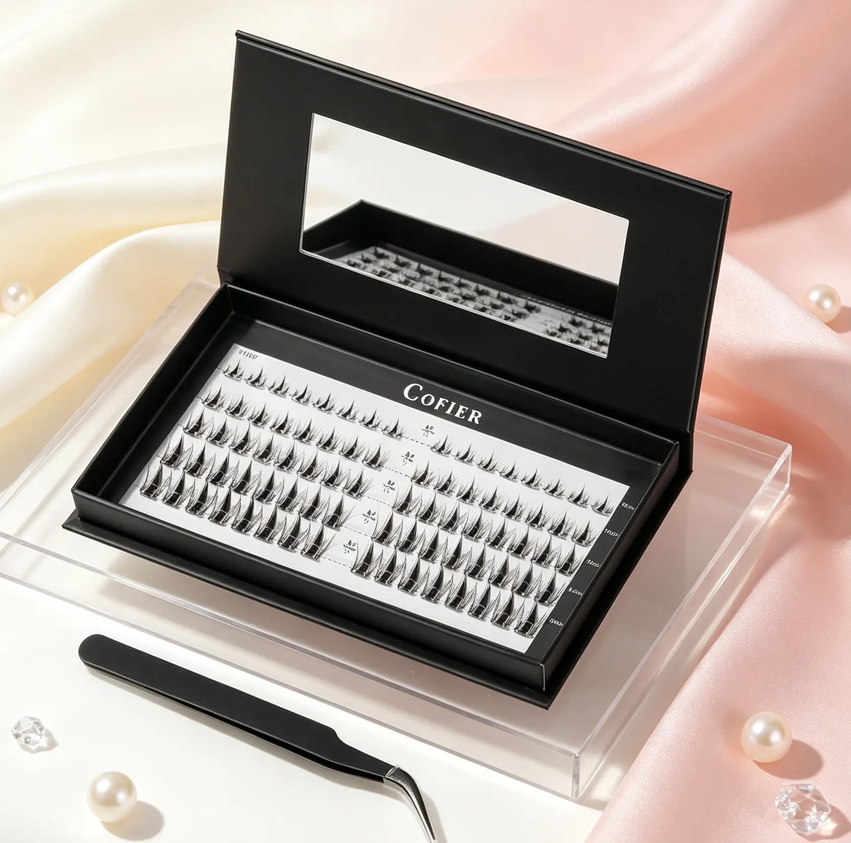 (Aria Live Only)COFIER DIY Lash Kit Press on Lash No Glue Lash Self-Adhesive Eyelash Kit Beginner Friendly Individual Lashes  Makeup Cosmetic Eyelashes with Tweezers 80/90/100 Pcs