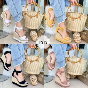 Biancaa Women's Beige Embellished Platform Sandals - 12 cm Comfortable Wedge Shoes with Gold Studs, Party Footwear