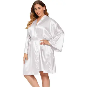 Women's Plus Size Satin Robes Plus Size Silky Kimonos Robes Sleepwear,Short