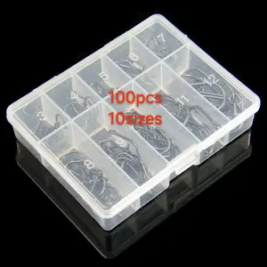 depesca Fishing Hooks Sea Fishing Boxed Set 10 Sizes 100 Pieces Holed Fishing Hook 3-12 Size A Box Containing 10 Units of the Same Model