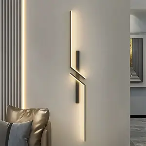 L-shaped Lines Wall Lamp, Electrical Wiring, Decorative Wall Lamp, 60/80/100cm Black Wall Lamp, 3000K Warm Light For Aisle, Staircase, Bedroom, Study, Living Room, Bar Counter, Home Interior Lighting Fixture, Requires Drilling