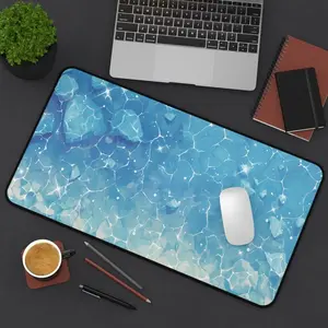 [SALE UP TO 50% + FREE SHIP] Kawaii Blue Water Desk Mat, Sparkly Ocean Mouse Pad, Cute Summer Aesthetic, Large Desk Pad for Gamers or Office