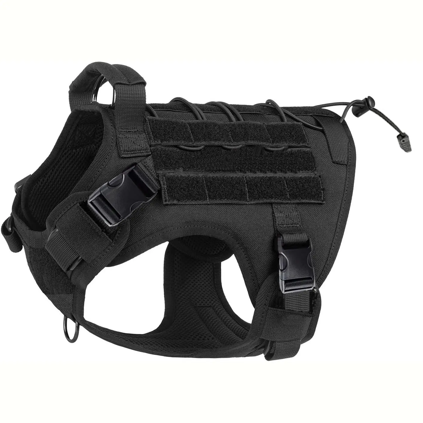 Polyester Tactical Dog Harness with Handle for Control, Safety Fit Design, No-Pull Service Vest, Adjustable Hook & Loop Panels, Ideal for Walking & Hiking, Large-Sized with Santa Print, Soft GPS Black Stainless Prong Training, LED Mini Smart Leash, Harnes