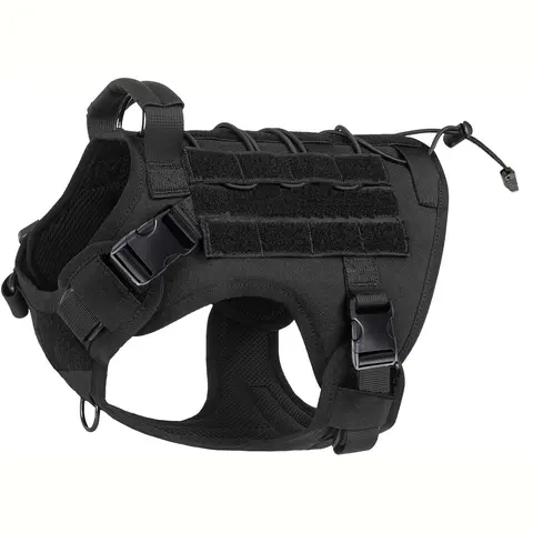 Tactical Dog Harness with Handle, No-Pull Service Dog Vest, Adjustable Hook & Loop Panels, Ideal for Walking, Hiking, Training, Frenchie Harness
