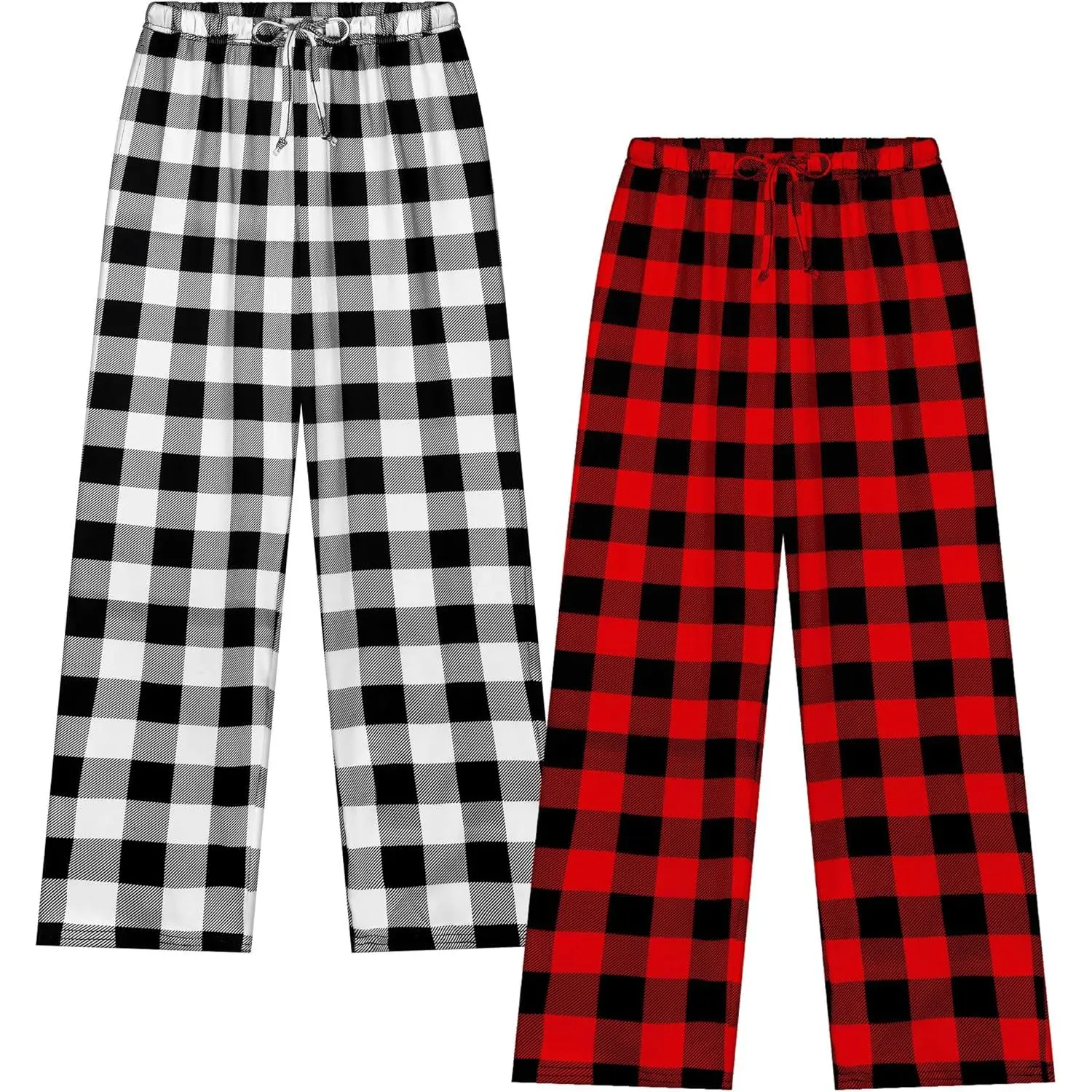 Boys' Plaid PJ Bottoms - Soft Polyester-Spandex Medium Stretch Lounge Pants with Pockets, Drawstring Waist, All-Season for Ages 5-16 - Ideal for Christmas, Birthday