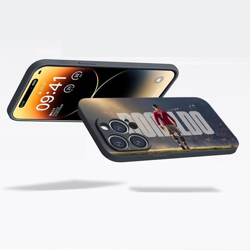 Ronaldo pattern Phone Cases For iphone 16 15 14 13 12 11 X XS PRO PLUS MAX Soft Silicone TPU With flannel Shockproof Full Protection Anti-Drop Shell Cover football