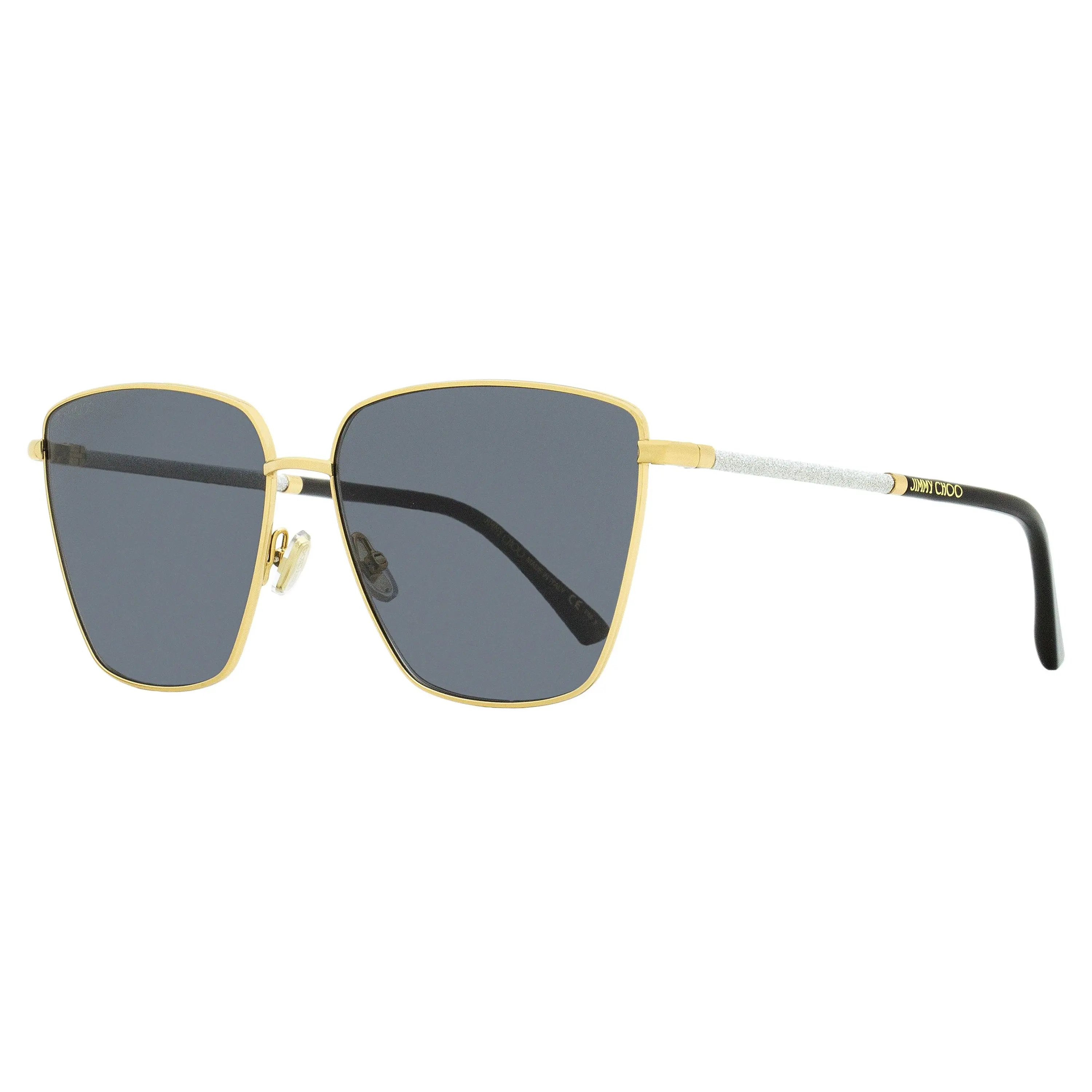Isabel Marant Women's Lavi Square Sunglasses, Metal Statement Frame with Glittery Temples and 100% Anti-UV Protection - Gold/Black 60mm, Statement Frame Glasses, Anti-Uv Women's Sunglasses, Stylish Accessories, Alternative Style Women's Sunglasses