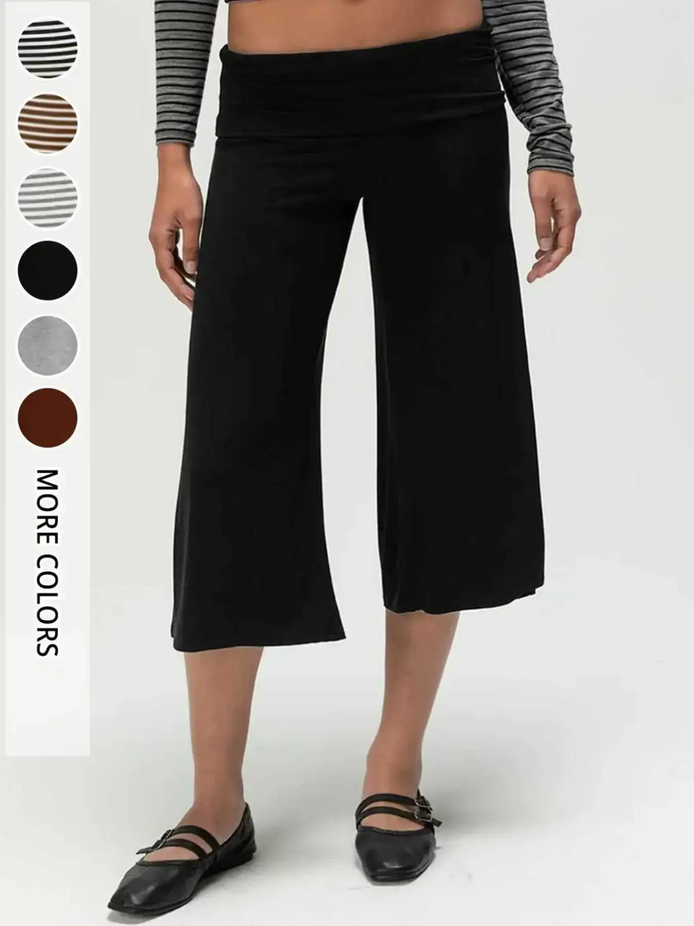 Women's High Waist Wide Leg Pants, Chic Vintage Style Seven-Point Commuter Trousers, Slimming Drape Fit, Comfortable Everyday Office Wear Bottom, Womenswear, Casual Work Pants
