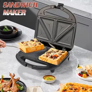 Vivicreate Breakfast sandwich toaster, easy to clean, with indicator lights, heat-insulated handle, can make grilled cheese sandwiches, panini sandwiches, double-sided heating electric sandwich maker, grilled cheese sandwich maker, easy to cut snacks.