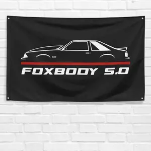 Tapestry Mustang Foxbody 5.0 Cowl Enthusiast 3x5 ft Flag Banner Decor Decorative durable room decoration bar university dormitory bedroom wall art Light Peach