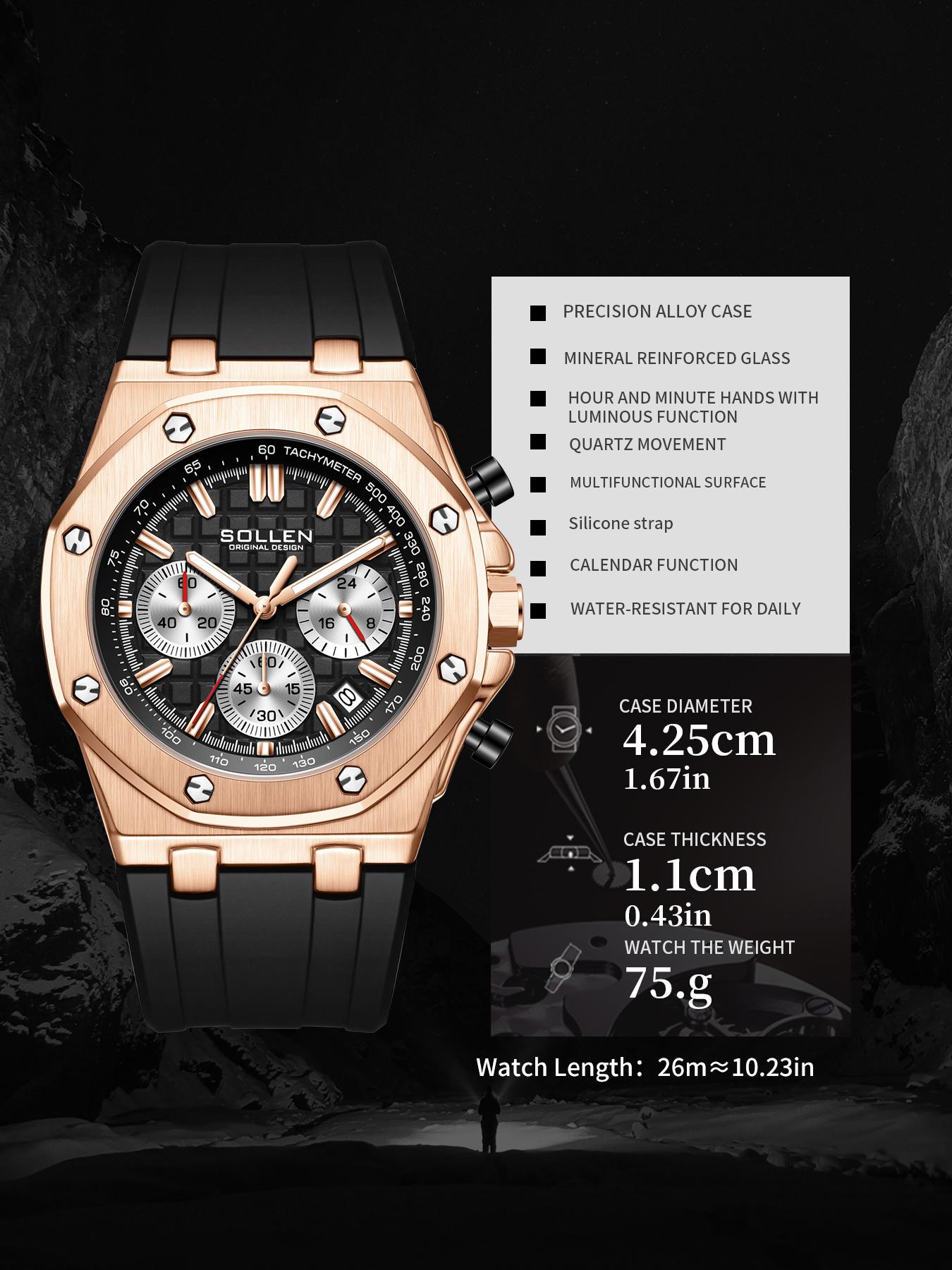 [0407] Fashion Luxury Men's Large Dial Date Multi-Function Quartz Sports Chronograph Watch, Water-Resistant Silicone Strap Design, Ideal Gift for Christmas, Birthdays, Boyfriend, Husband, Valentine's Day, Father's Day, and Weddings.712