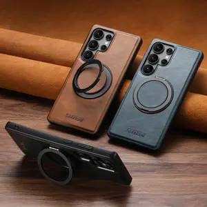 Premium Leather Texture Belt 360° Rotating Car Magnetic Holder Anti-Drop Protective Phone Case for Samsung Galaxy S26 Ultra S25 Ultra S24 Ultra S23 Ultra S22 Ultra