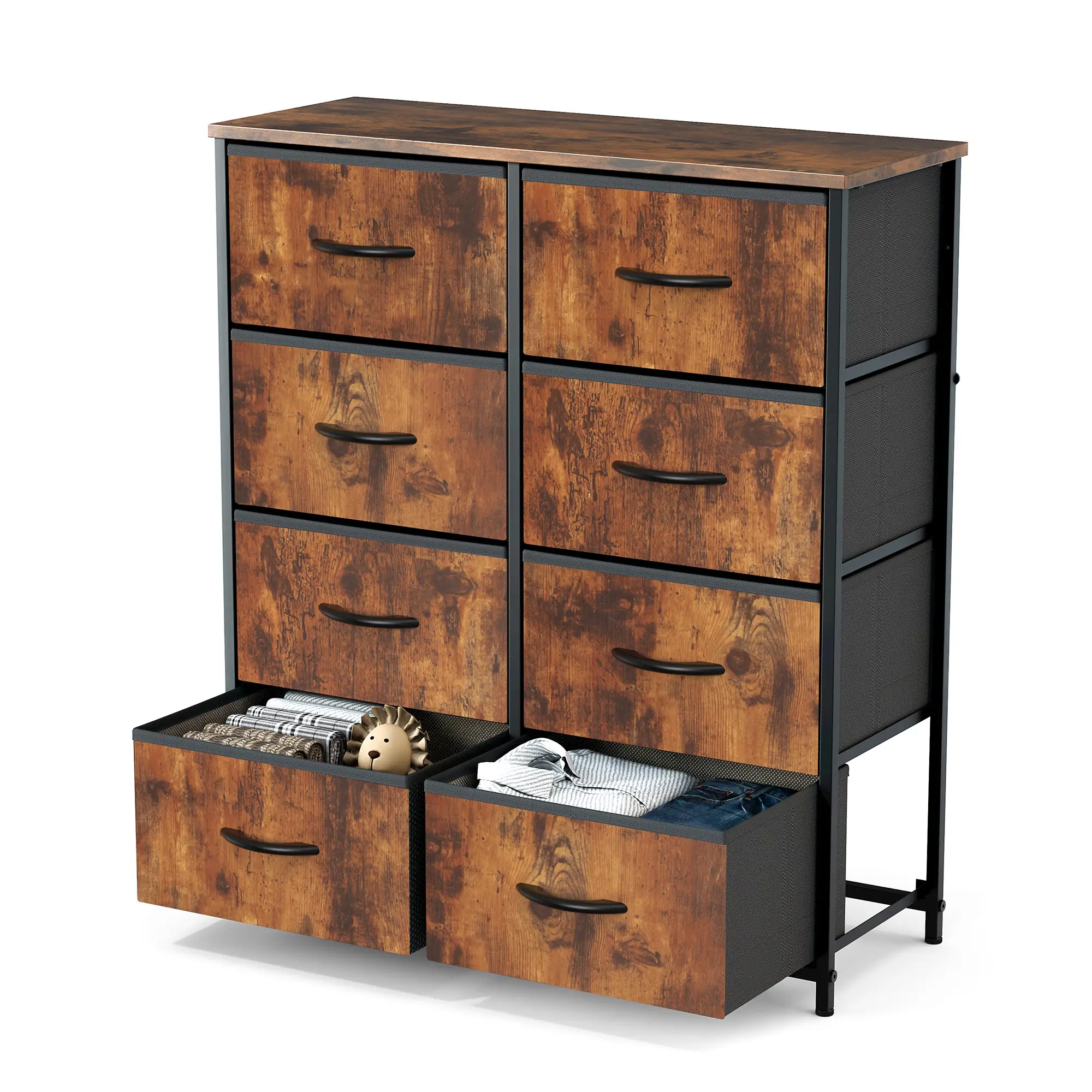 【Deal】Chest of Drawers with 8 Fabric Drawers, Sideboard with Drawers, Drawer Cabinet for Kitchen, Office, Hallway & TV Cabinet