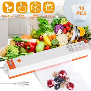 Electric Vacuum Sealer Machine for Household - Compact Design, Quick Sealing System, Keep Food Fresh, Wide Application, Includes 10 Vacuum Bags