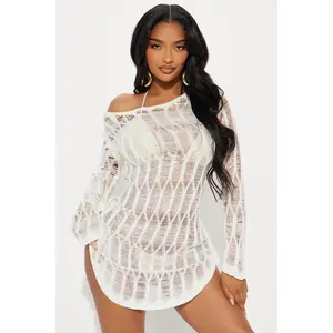 Audrey Crochet Cover Up Mini Dress - White