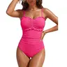 BMJL Women's Tummy Control Textured 1-Piece Swimsuit - Ruched Front, Adjustable Straps, Full Coverage, Opaque Wet Coverage, Fully Lined Inside, Spandex Blend, Squeeze-Free Fit, Hand Wash Only, Modest Pool/Beach Monokini 2026#TikTokShopFallDealsForYou