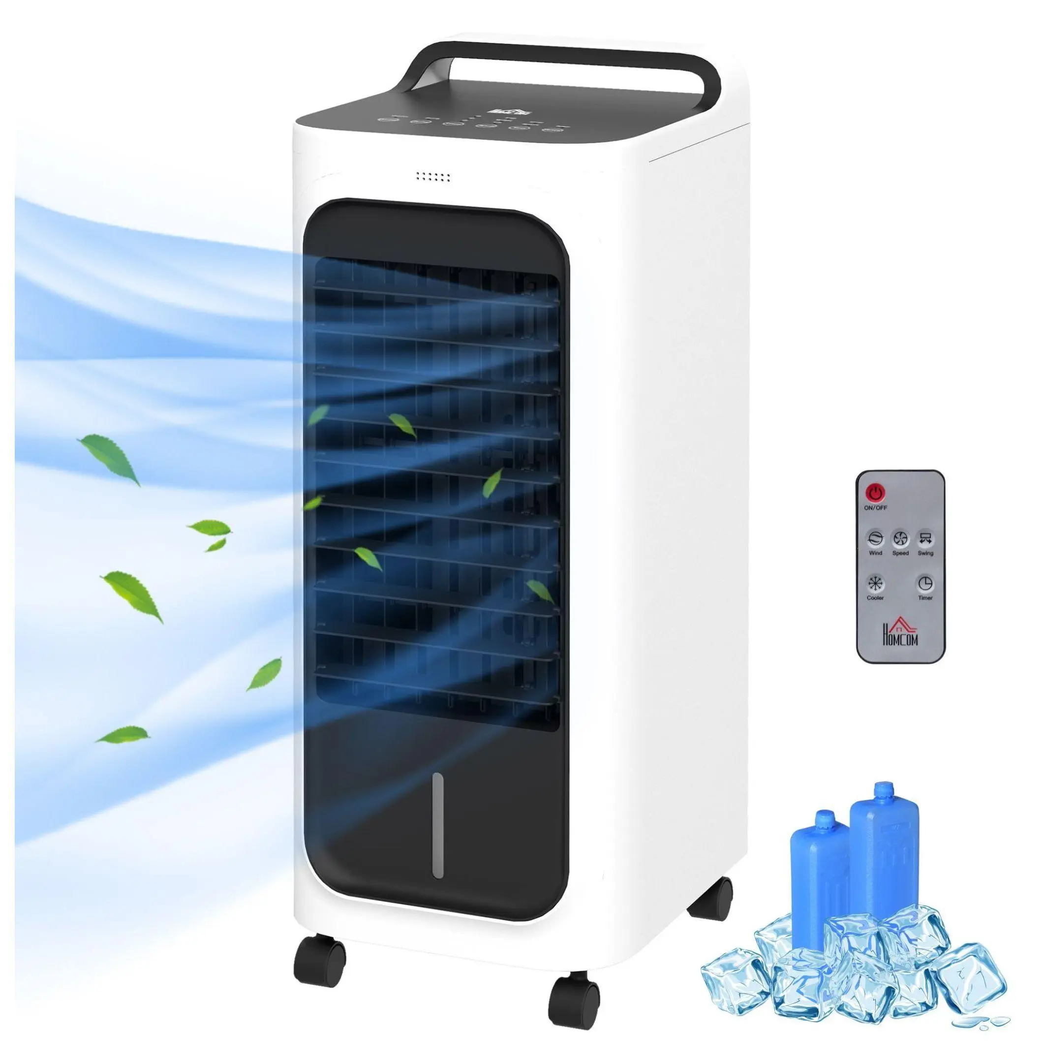 Room Air Cooler with Ice Packs, Portable Evaporative Cooler Fan with Timer & Oscillation - 1.3 Gal Water Tank, 3 Speeds, for Bedroom, Office, Personal Space Cooling default