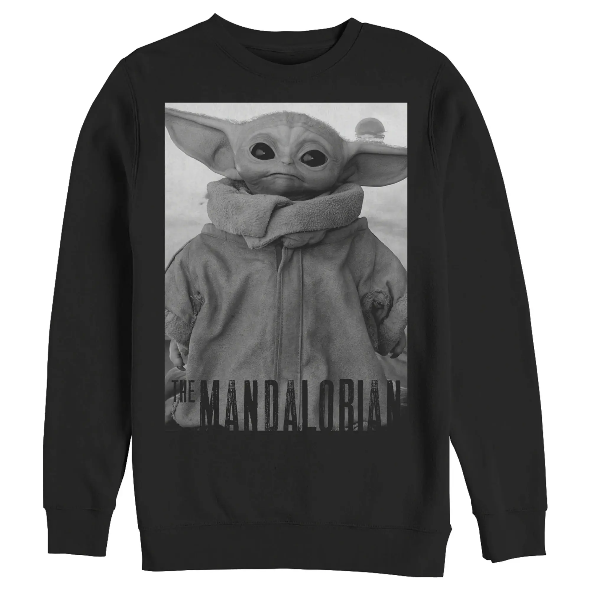 Men's Star Wars The Mandalorian The Child Gray Grayscale Pose Sweatshirt