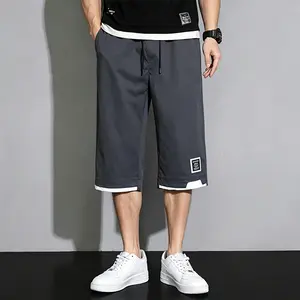 2026 New Men’s Casual Mid-Length Pants – Loose Fit, Drawstring Elastic Waist, Tagged Design Street Style