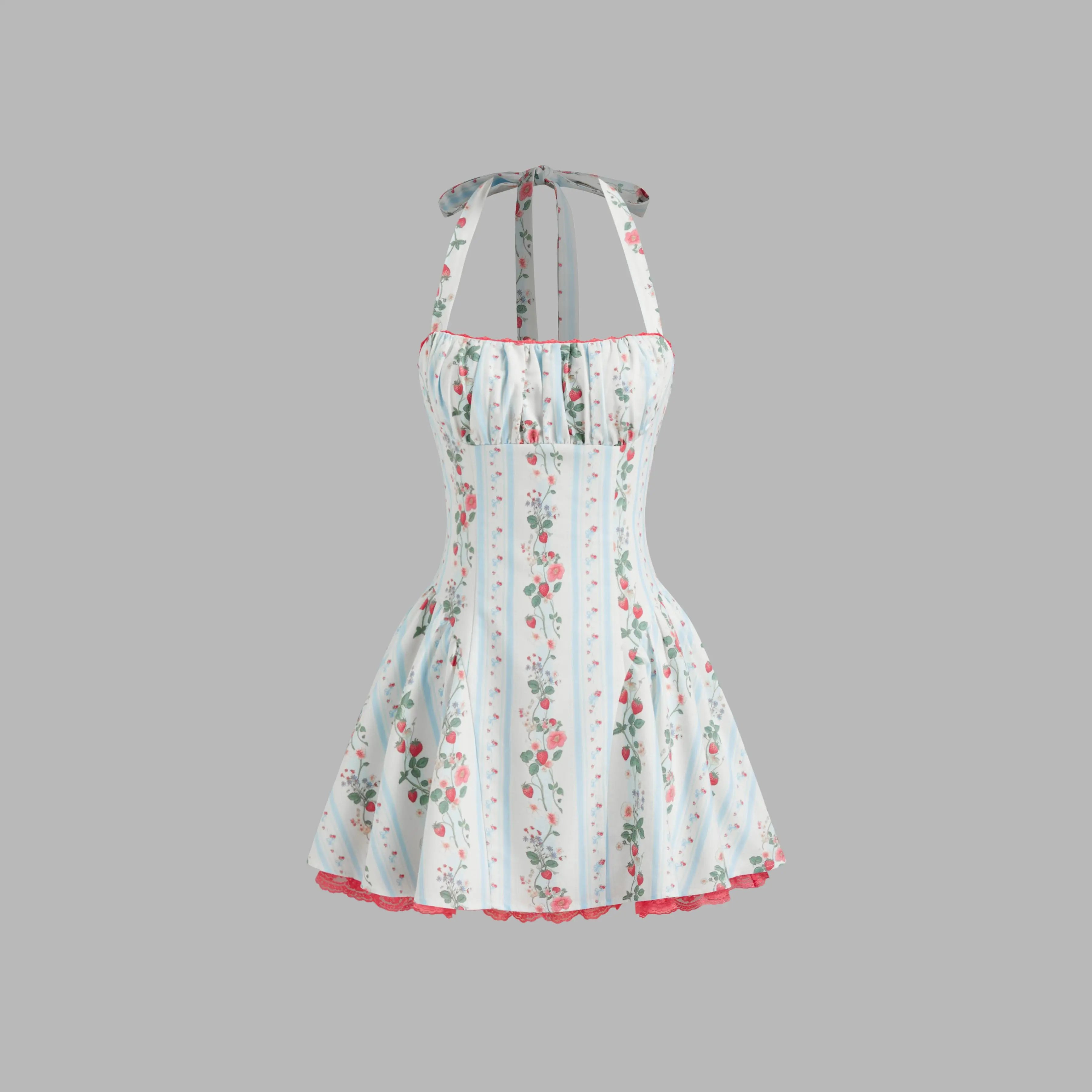 chinese dress ladies Ivory Strawberry Print Sleeveless Midi Dress - All Dresses