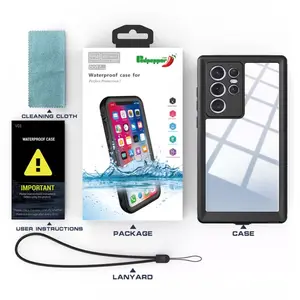 ( Black ) Waterproof Slim Life Proof Plastic TPU Case for Samsung S22 Ultra Built-in Screen Protector Shockproof Dustproof Heavy Duty Full Body Protective Case