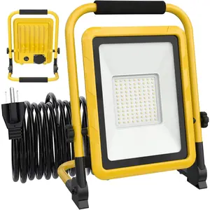 10000LM LED Work Light, 50/80W Patterns Light with & Switch, Outside Work Lights with Stand,16.4 ft Cord, 2 Brightness Modes Worklight for Workshop,Construction