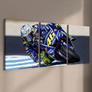 3 Counts Wooden Framed Canvas, Cool Speed Racing Motorcycle Rider Images, Exquisite Poster, Perfect Living Room Decoration, Modern Art, Fashion Family Poster, Wall Art Decoration, Waterproof Art, Modern Abstract Design