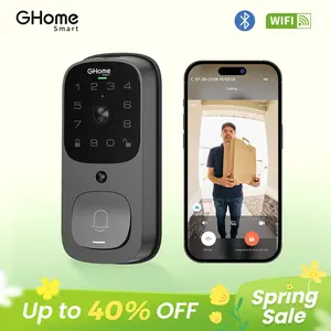 GHome Smart Video Smart Lock 3 in 1 Set with Doorbell Camera, Fingerprint WiFi Keyless Entry Lock, 2K HD&Ultra Wide Angle Security