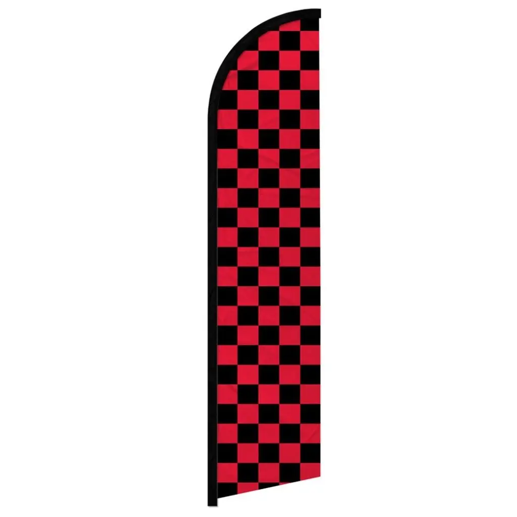 Red & Black Checkered, Polyester, Windless Banner Flag - Home, Party Festive Supplies Backdrop