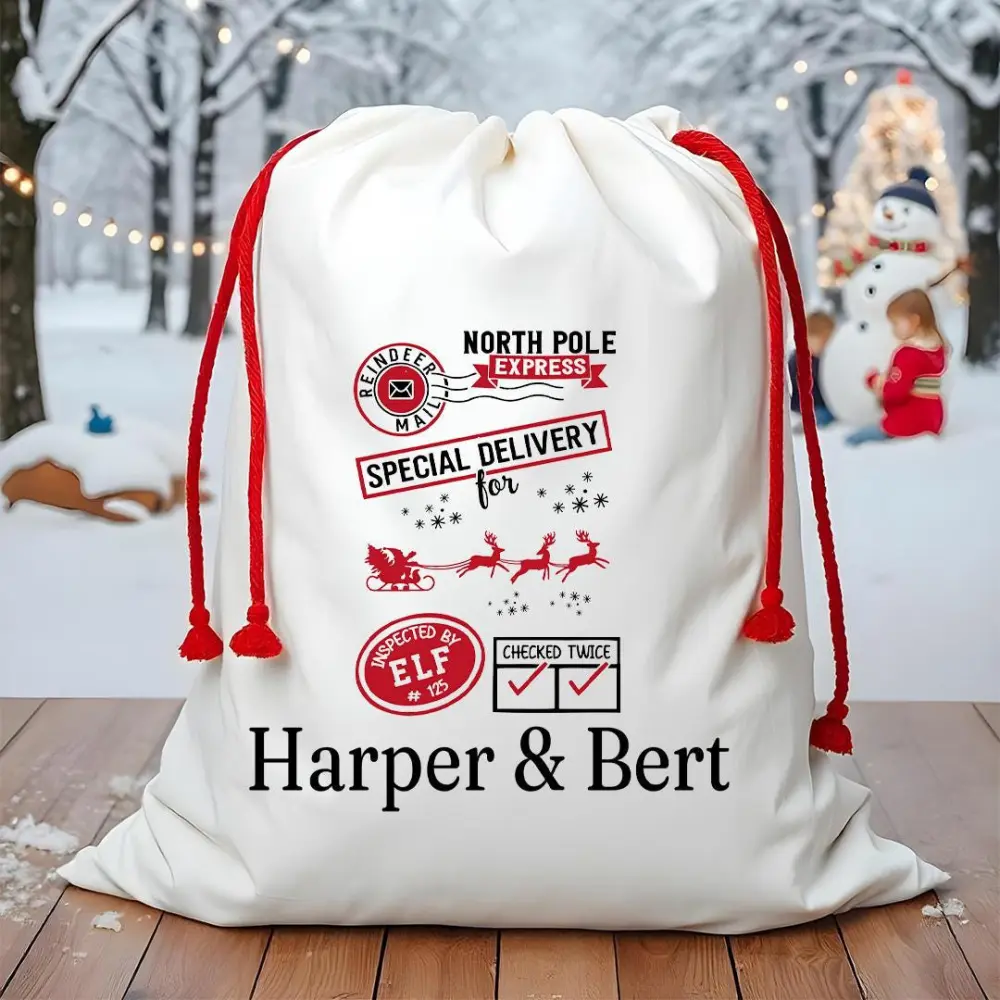 Personalized Santa Sack: North Pole Express Christmas Gift Bag