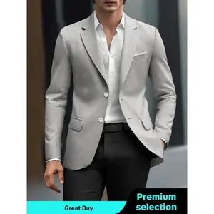 Menswear Solid Button Front Lapel Formal Blazer, Winter Outfits Regular Fit Casual Business Casual Long Sleeve Suit Outwear Coat for Work Office Business, Menswear Tailored Fit for All Seasons, JacketsGift