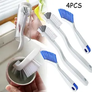 4 Pieces Cleaning Brush Sets Small Scrub Brush Household Use for Cleaning Bottle Sink Kitchen Sink Corner Dish Edge Grout Bathroom Sliding Door Window Track(White, Blue),Home goods,Hand tools,Tool kit set,Household cleaning tool halloween gift