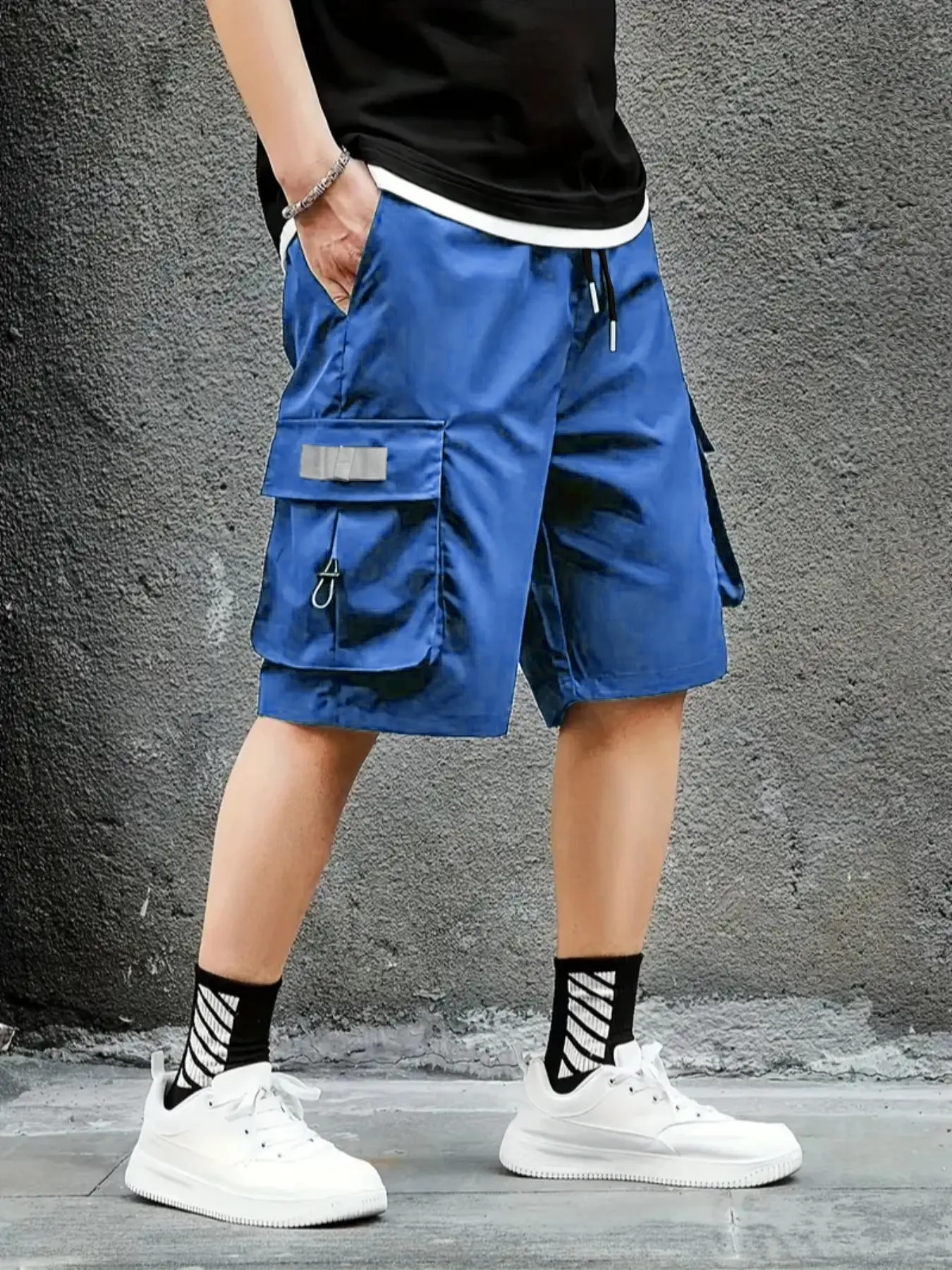 Men's  Outdoor Cargo Workwear Training  with Multi-Pocket Design  Solid Color Straight Tube Basic Street Style Non-Elastic Fabric -   bottoms casual jorts loose fit short summer menswear fitness  baggy trouser mens jogger pants