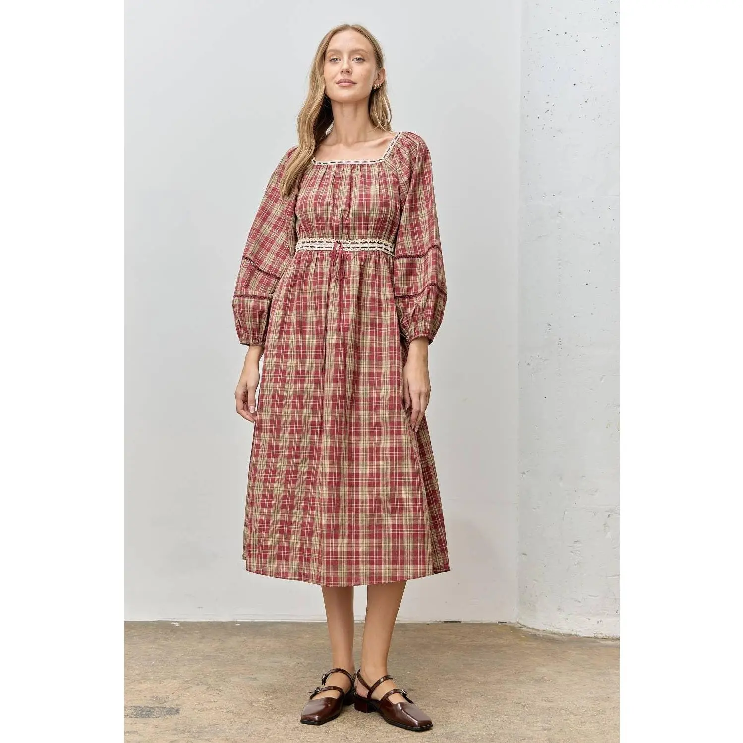 Cranberry & Merry Plaid Midi Dress