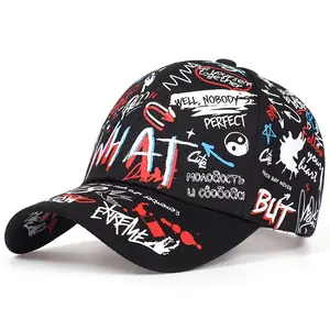 [Fashion Polyester Hip Hop Cap] Graffiti-Style Fashion Baseball Cap - Casual Hip Hop Streetwear, Polyester spring outfits