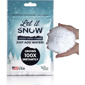 Let it Snow Instant Fake Snow Powder - Made in The USA, Safe & Easy to Use Artificial Snow for Slime, Holiday Decorations, Photography & Sensory Play, 1 Pack, Makes 1 Gallon