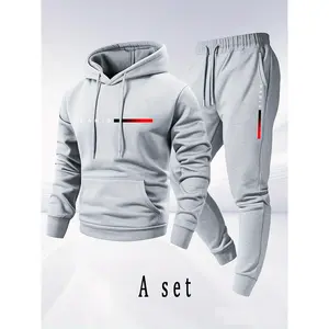 Spring, autumn, and winter men's printed hooded sweatshirt and jogger pants 2-piece set, PARIS letter and national flag pattern printed set, casual sports hooded pullover and drawstring jogger pants printed set. The sweatshirt has large pockets, and the p